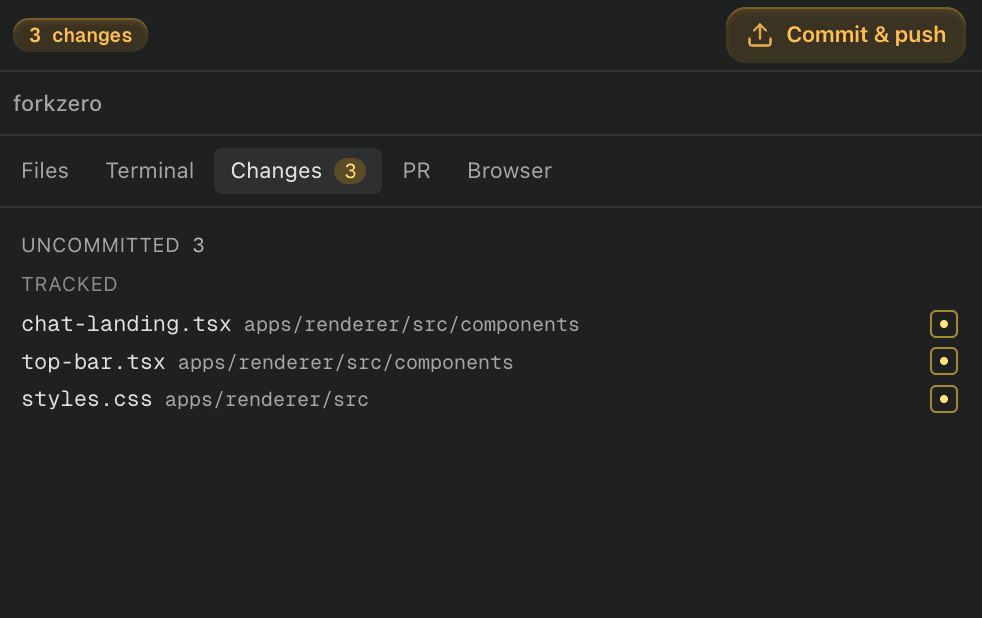 PR & Changes pane