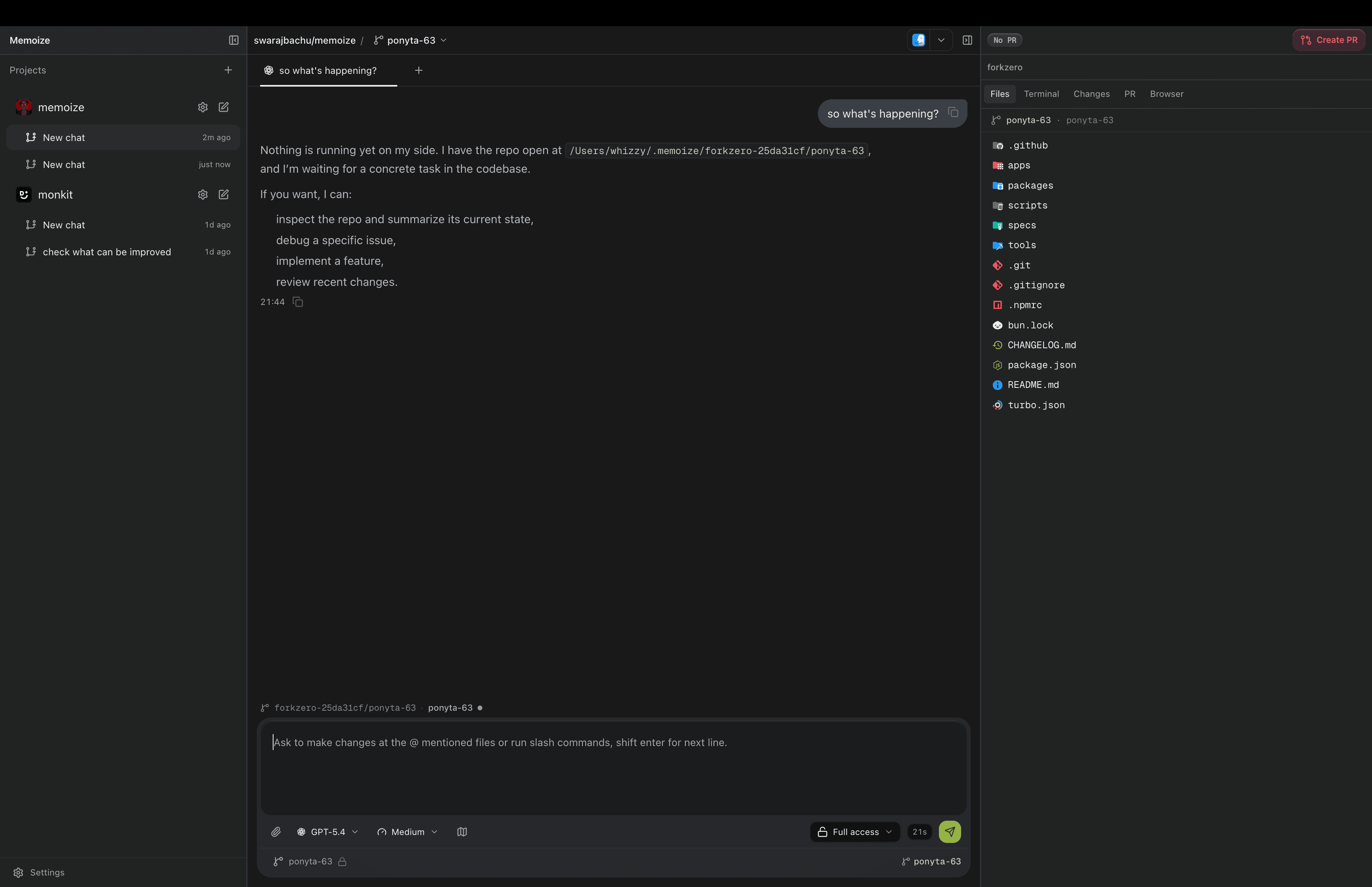 Zuse desktop workspace